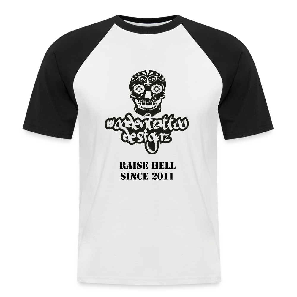 Woodentattoo Raise Hell Classic (Baseball T-Shirt) - Weiß/Schwarz