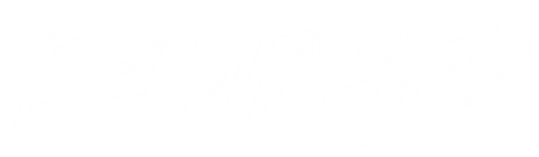REPATCHED Logo in weißer Schrift auf schwarzem Hintergrund