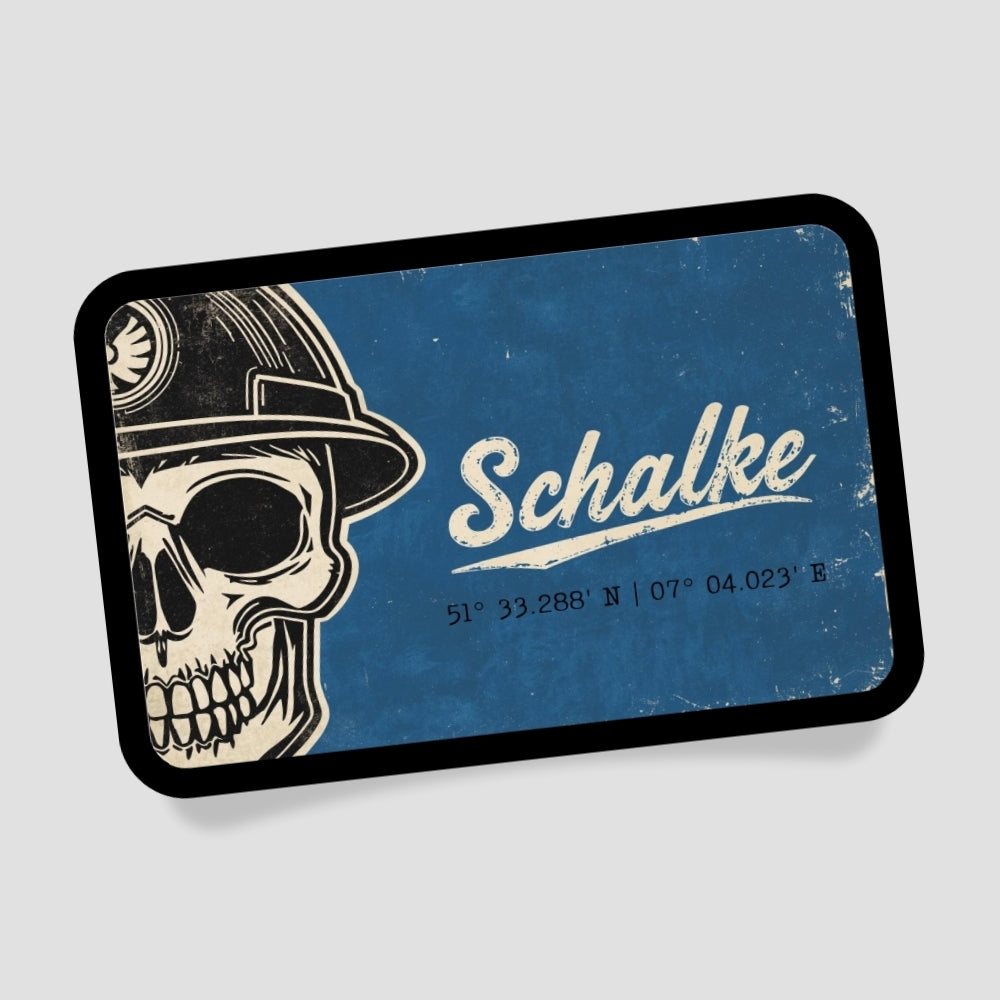 Schalke Bergwerksschädel Patch mit Klett