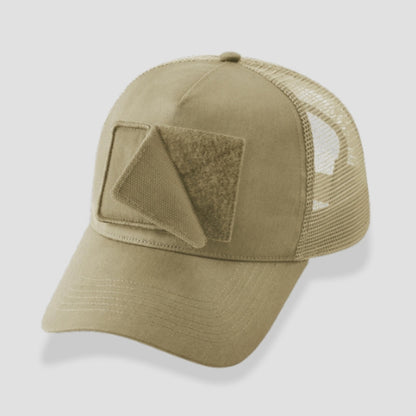 Snapback Trucker Cap mit Klett Sand